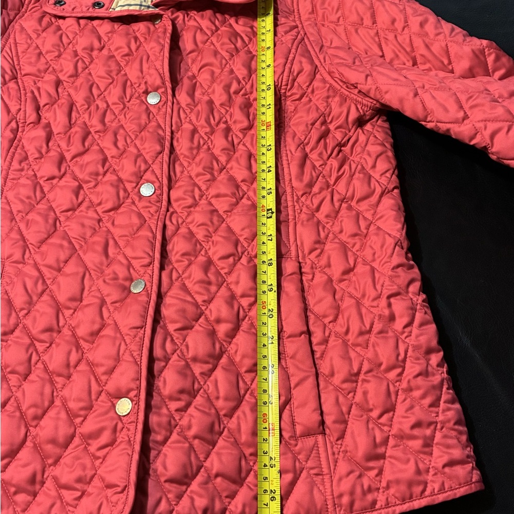LL Bean Diamond Quilted Plaid Lining coral Women’s Riding Jacket Small 268156 - Picture 5 of 12